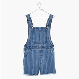 Madewell Pinyon Short Overalls in Pinstripe